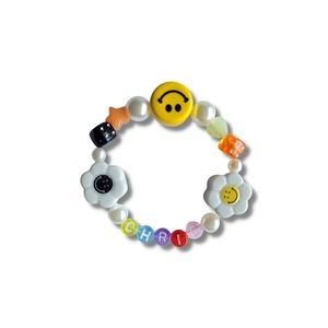 Smiley with Pearls and mismatched beads bracelet